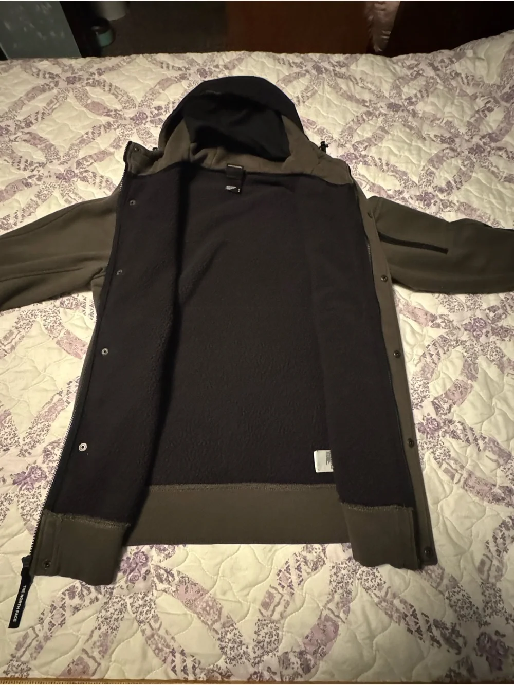 The North Face Olive Green & Black Hooded Windbreaker Jacket